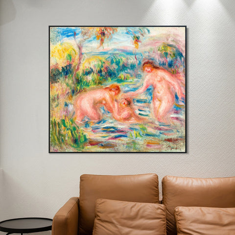 INVIN ART Framed Canvas TROIS BAIGNEUSES by Pierre Auguste Renoir Wall Art Living Room Home Office Decorations
