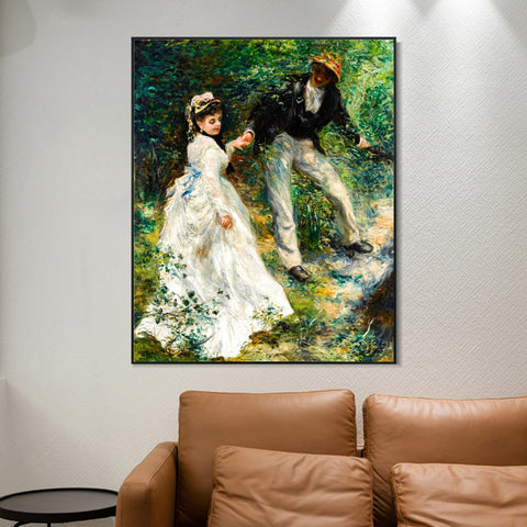 INVIN ART Framed Canvas French La Promenade by Pierre Auguste Renoir Wall Art Living Room Home Office Decorations