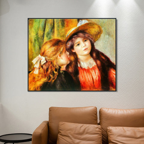 INVIN ART Framed Canvas Deux fillettes by Pierre Auguste Renoir Wall Art Living Room Home Office Decorations