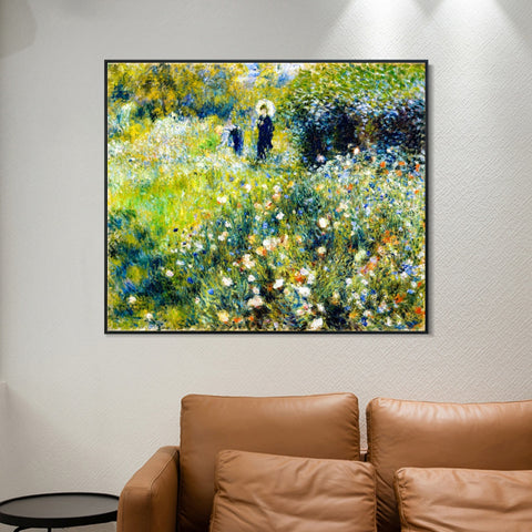 INVIN ART Framed Canvas Femme avec parasol dans un jardin by Pierre Auguste Renoir Wall Art Living Room Home Office Decorations