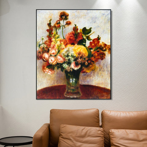 INVIN ART Framed Canvas Fleurs dans un vase by Pierre Auguste Renoir Wall Art Living Room Home Office Decorations