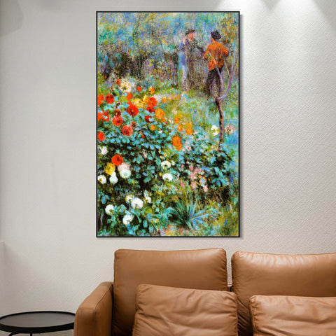INVIN ART Framed Canvas Jardin de la rue Cortot by Pierre Auguste Renoir Wall Art Living Room Home Office Decorations