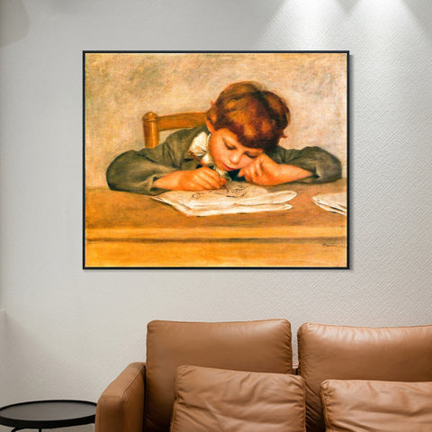 INVIN ART Framed Canvas Jean Renoir dessinant by Pierre Auguste Renoir Wall Art Living Room Home Office Decorations