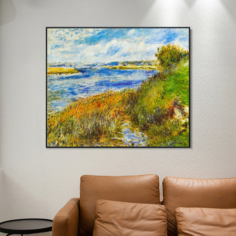 INVIN ART Framed Canvas La Seine à Champrosay by Pierre Auguste Renoir Wall Art Living Room Home Office Decorations