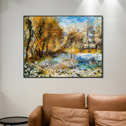 INVIN ART Framed Canvas Paysage de neige (1875) by Pierre Auguste Renoir Wall Art Living Room Home Office Decorations
