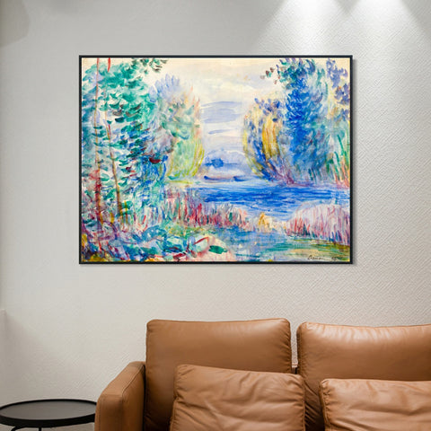 INVIN ART Framed Canvas Landscape, 1890 by Pierre Auguste Renoir Wall Art Living Room Home Office Decorations