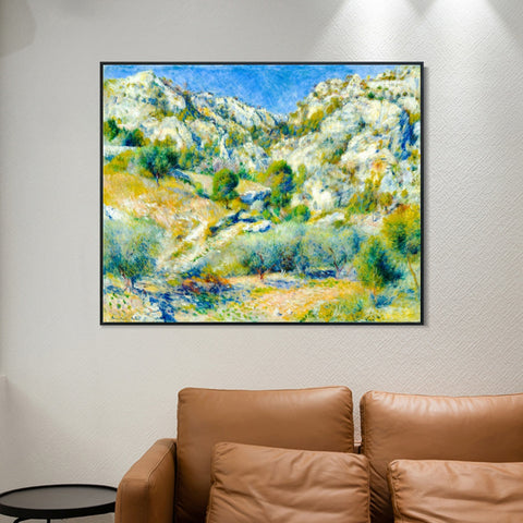 INVIN ART Framed Canvas Rocky Crags at L'Estaque by Pierre Auguste Renoir Wall Art Living Room Home Office Decorations