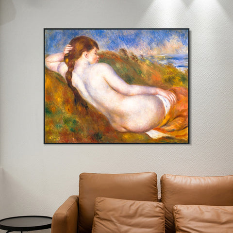INVIN ART Framed Canvas Reclining Nude by Pierre Auguste Renoir Wall Art Living Room Home Office Decorations