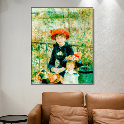 INVIN ART Framed Canvas The Two Sisters by Pierre Auguste Renoir Wall Art Living Room Home Office Decorations