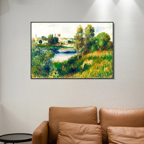 INVIN ART Framed Canvas Landscape at Vétheuil by Pierre Auguste Renoir Wall Art Living Room Home Office Decorations