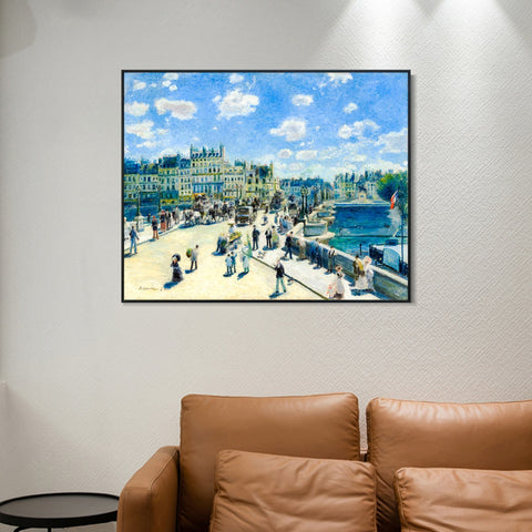 INVIN ART Framed Canvas Pont Neuf, Paris by Pierre Auguste Renoir Wall Art Living Room Home Office Decorations