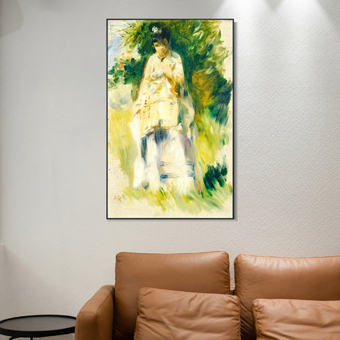 INVIN ART Framed Canvas Woman Standing by a Tree by Pierre Auguste Renoir Wall Art Living Room Home Office Decorations