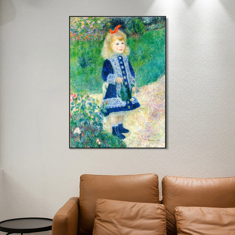 INVIN ART Framed Canvas A Girl with a Watering Can by Pierre Auguste Renoir Wall Art Living Room Home Office Decorations