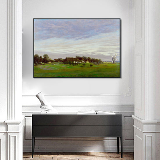 INVIN ART Framed Canvas Flat Countryside by Caspar David Friedrich Wall Art Living Room Home Office Decorations