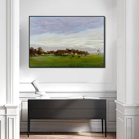INVIN ART Framed Canvas Flat Countryside by Caspar David Friedrich Wall Art Living Room Home Office Decorations