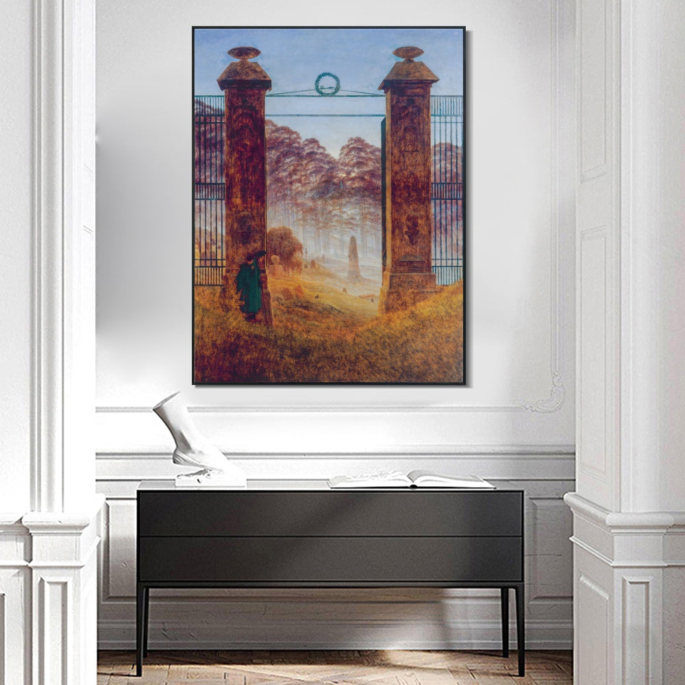 INVIN ART Framed Canvas the graveyard gate by Caspar David Friedrich Wall Art Living Room Home Office Decorations