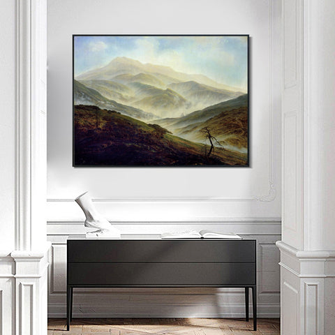 INVIN ART Framed Canvas Riesengebirge Landscape with Rising Fog by Caspar David Friedrich Wall Art Living Room Home Office Decorations