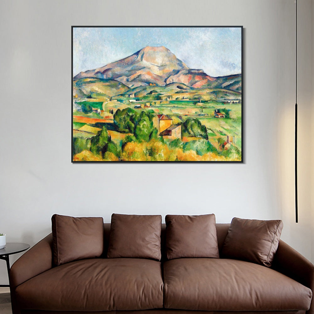 INVIN ART Framed Canvas Giclee Print Art Mont Sainte-Victoire seen from Bellevue by Paul Cezanne Wall Art