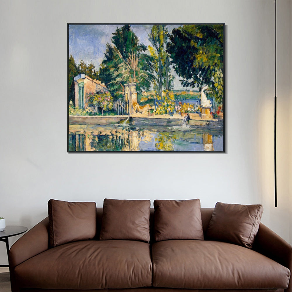INVIN ART Framed Canvas Giclee Print Art Jas de Bouffan, the Pool by Paul Cezanne Wall Art