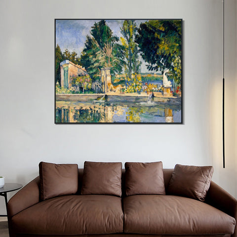 INVIN ART Framed Canvas Giclee Print Art Jas de Bouffan, the Pool by Paul Cezanne Wall Art Living Room Home Office Decorations