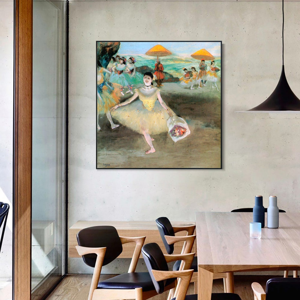 INVIN ART Framed Canvas Giclee Print Art La Danseuse au bouquet saluant by Edgar Degas Wall Art