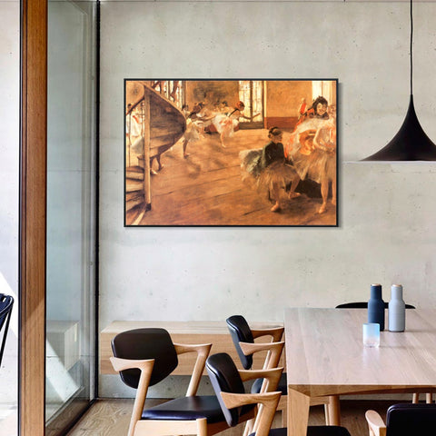 INVIN ART Framed Canvas Giclee Print Art La Répétition de danse  by Edgar Degas Wall Art Living Room Home Office Decorations