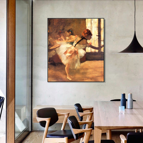 INVIN ART Framed Canvas Giclee Print Art La Répétition de Danse, détail by Edgar Degas Wall Art Living Room Home Office Decorations