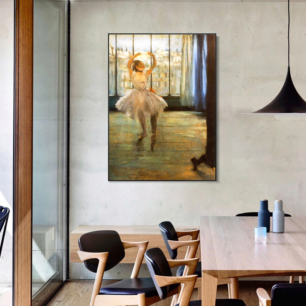 INVIN ART Framed Canvas Giclee Print Art Danseuse posant chez un photographe by Edgar Degas Wall Art