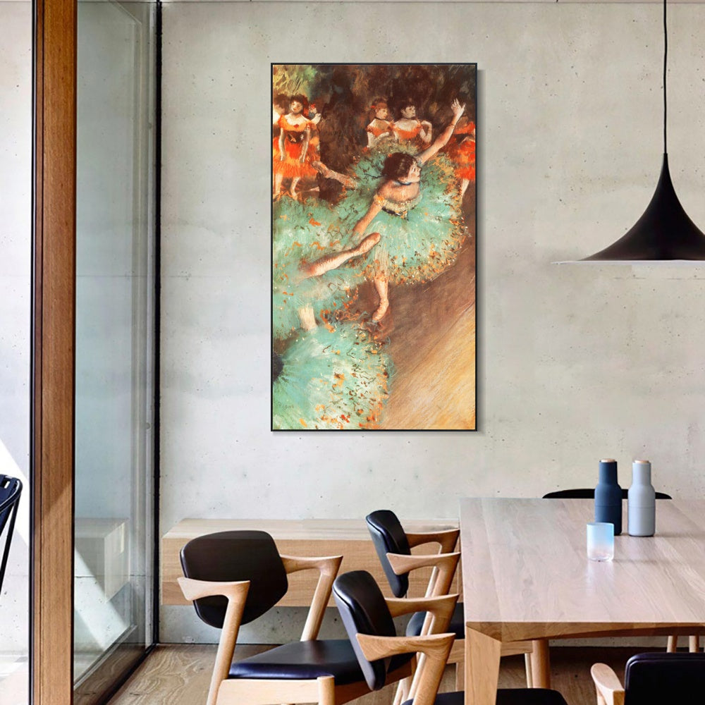 INVIN ART Framed Canvas Giclee Print Art Danseuses basculant, Danseuses vertes by Edgar Degas Wall Art
