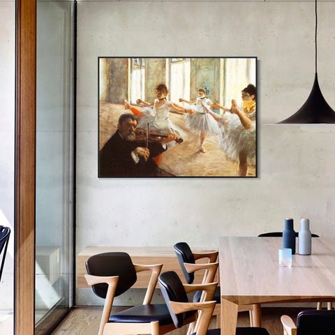 INVIN ART Framed Canvas Giclee Print Art Ecole de dans by Edgar Degas Wall Art Living Room Home Office Decorations