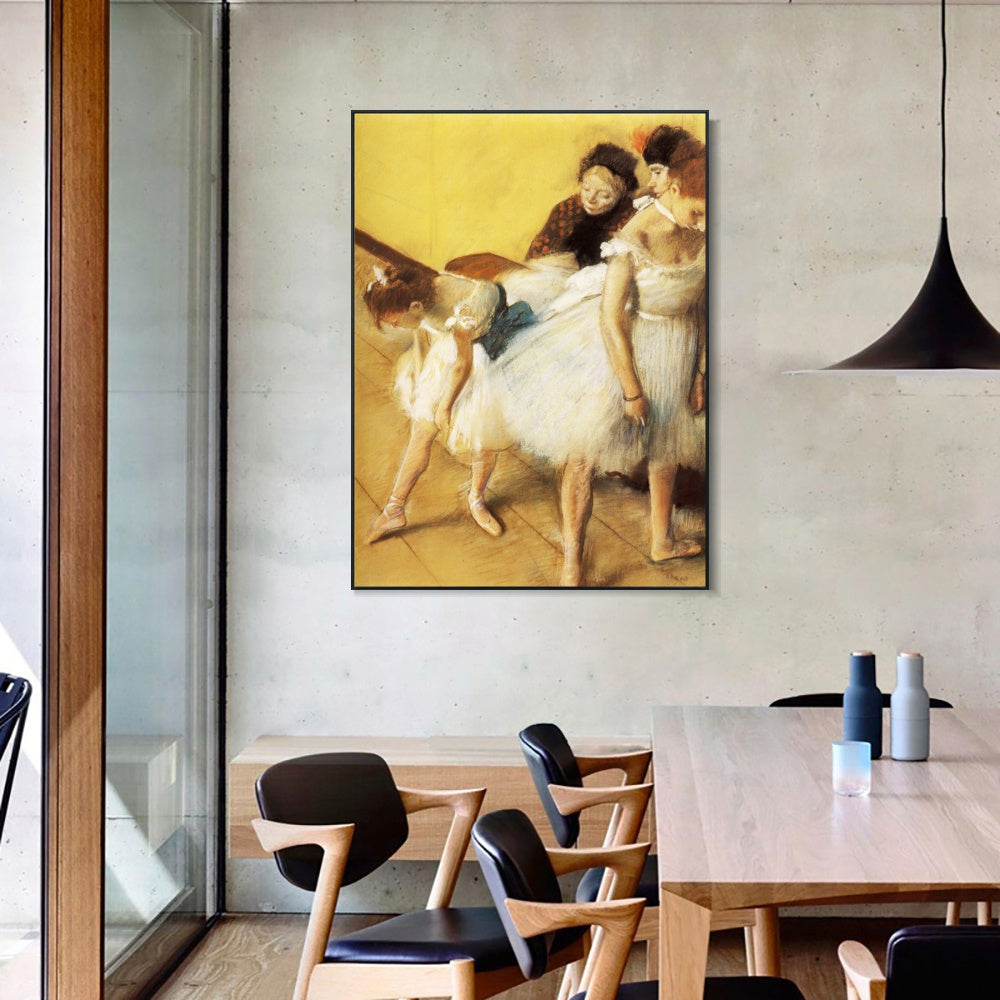 INVIN ART Framed Canvas Giclee Print Art Examen de Danse, Danseuses 篓陇 leur toilette sur papier by Edgar Degas Wall Art