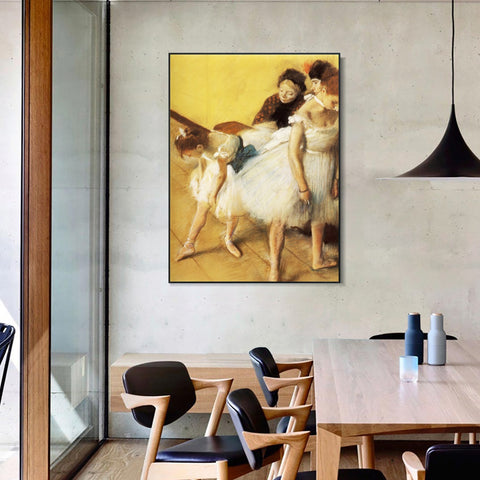 INVIN ART Framed Canvas Giclee Print Art Examen de Danse, Danseuses à leur toilette sur papier by Edgar Degas Wall Art Living Room Home Office Decorations