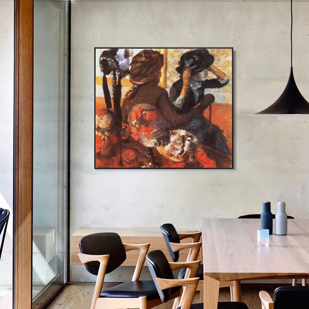 INVIN ART Framed Canvas Giclee Print Art Chez le modiste by Edgar Degas Wall Art