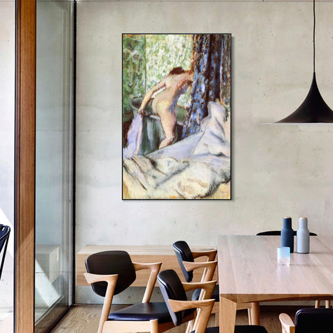 INVIN ART Framed Canvas Giclee Print Art Le Bain, le bain matinal Papier sur papier vergé by Edgar Degas Wall Art Living Room Home Office Decorations