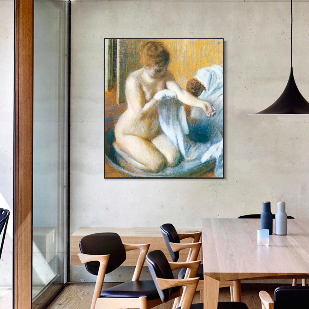 INVIN ART Framed Canvas Giclee Print Art Femme au tub Woman with the tub by Edgar Degas Wall Art