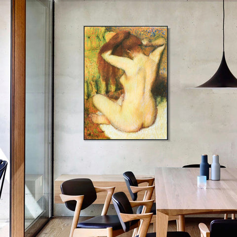 INVIN ART Framed Canvas Giclee Print Art Femme se coiffant Woman being capped by Edgar Degas Wall Art Living Room Home Office Decorations
