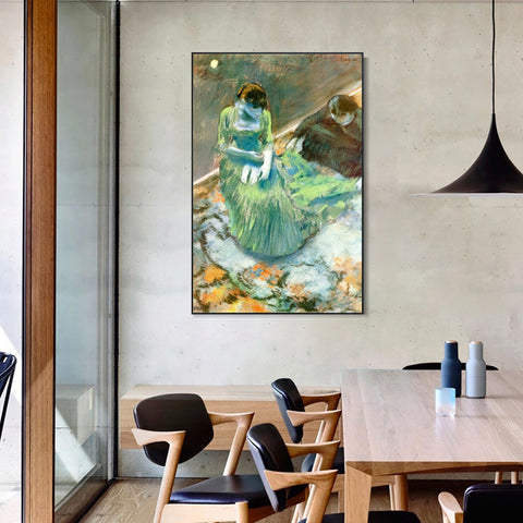 INVIN ART Framed Canvas Giclee Print Art Avant le lever du rideau  by Edgar Degas Wall Art Living Room Home Office Decorations