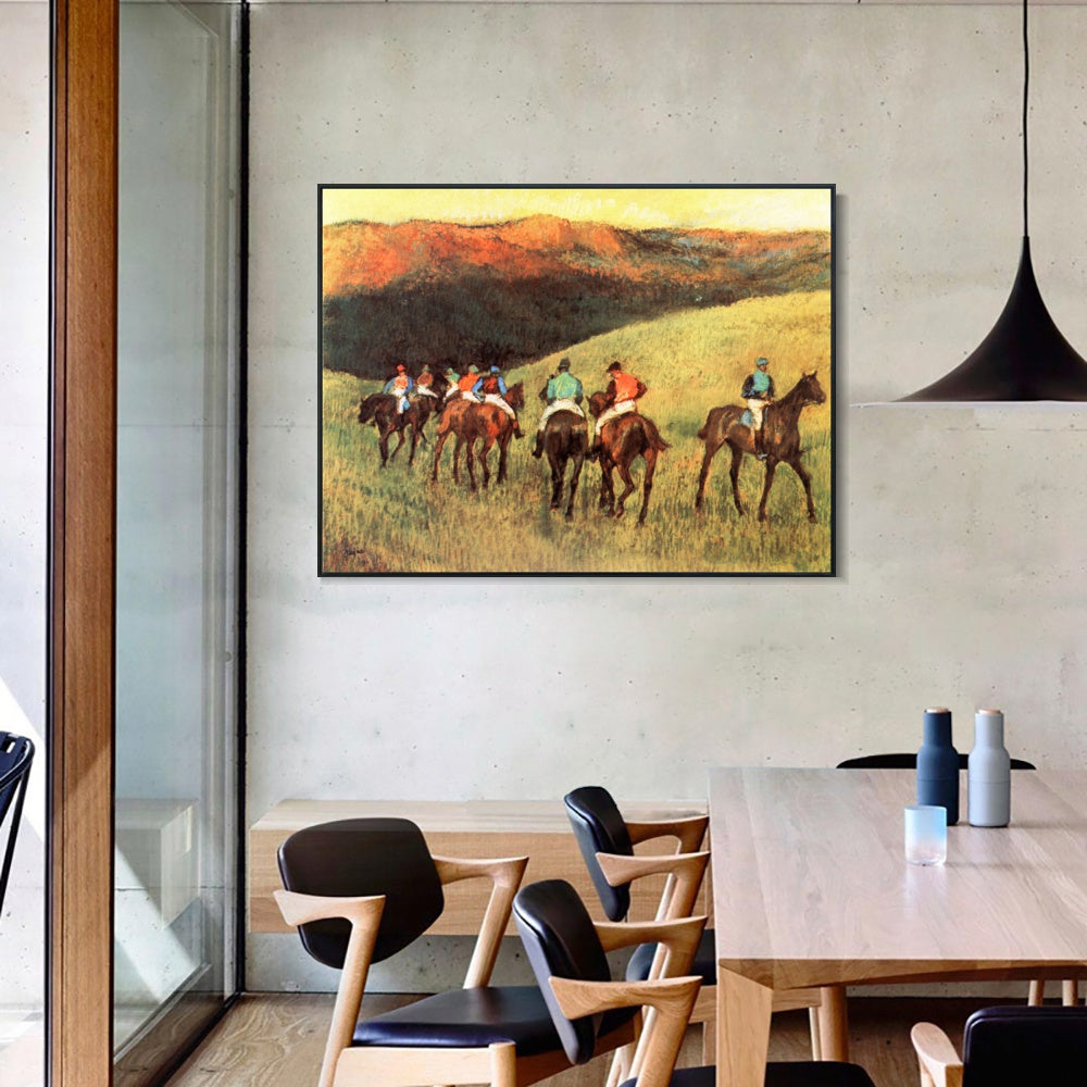 INVIN ART Framed Canvas Giclee Print Art Chevaux de courses 篓陇 l'entrainement by Edgar Degas Wall Art