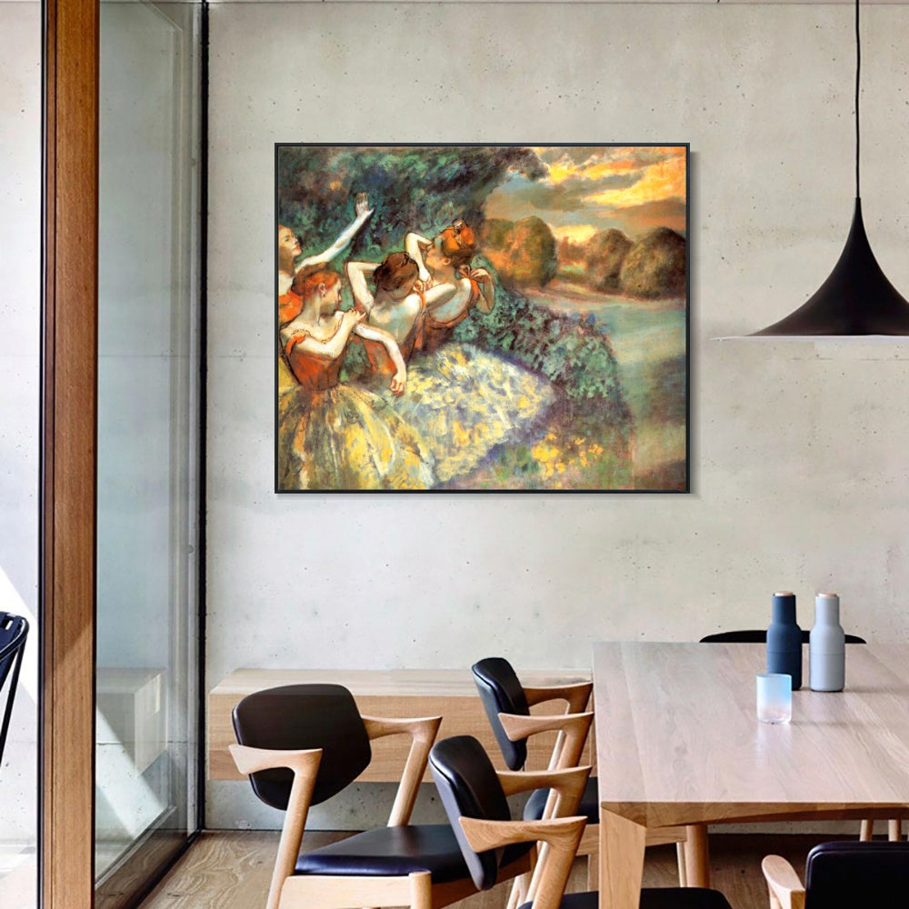 INVIN ART Framed Canvas Giclee Print En attendant l'entr篓娄e en sc篓篓ne by Edgar Degas Wall Art