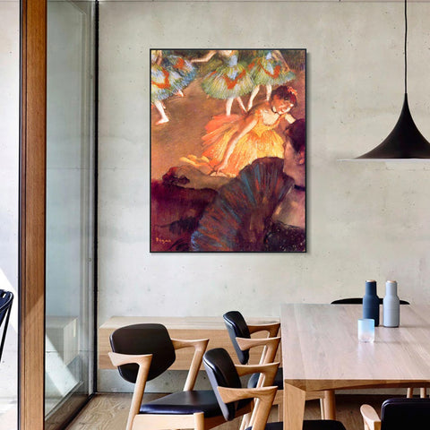 INVIN ART Framed Canvas Giclee Print Art Ballerina and Lady with a Fan by Edgar Degas Wall Art Living Room Home Office Decorations
