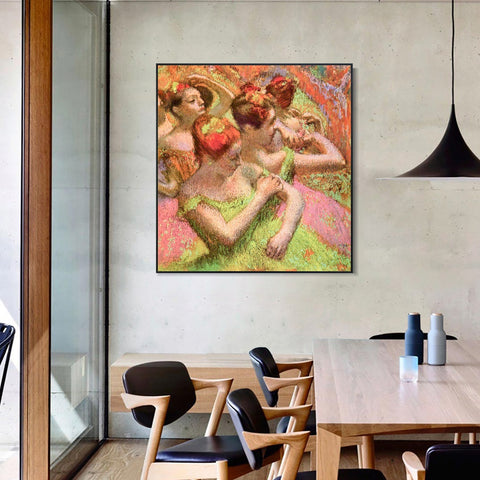 INVIN ART Framed Canvas Giclee Print Art Ballerinas Adjusting Their Dresses by Edgar Degas Wall Art Living Room Home Office Decorations