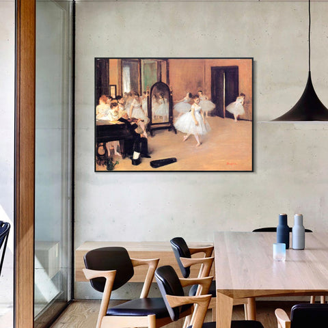 INVIN ART Framed Canvas Giclee Print Art Dance Class by Edgar Degas Wall Art Living Room Home Office Decorations