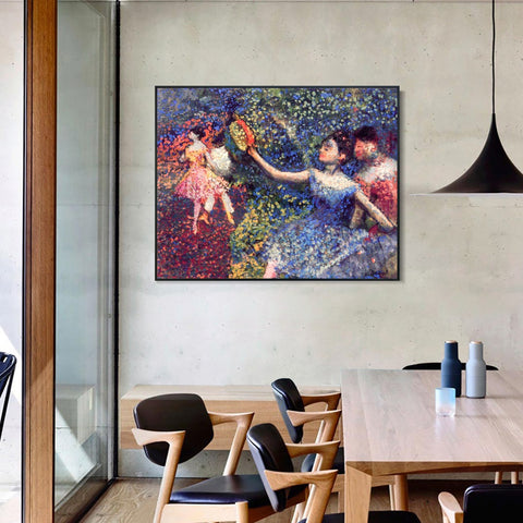 INVIN ART Framed Canvas Giclee Print Art Dancer and Tambourine by Edgar Degas Wall Art Living Room Home Office Decorations