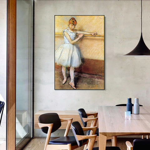 INVIN ART Framed Canvas Giclee Print Art Dancer at the Barre by Edgar Degas Wall Art Living Room Home Office Decorations