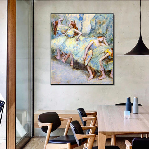 INVIN ART Framed Canvas Giclee Print Art Danseuses dans les coulisses by Edgar Degas Wall Art Living Room Home Office Decorations
