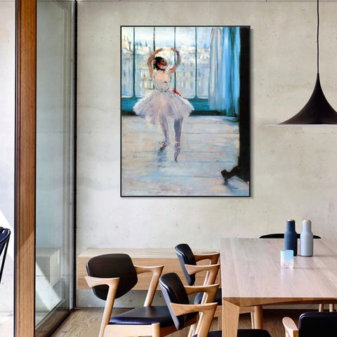INVIN ART Framed Canvas Giclee Print Art Dancer Posing by Edgar Degas Wall Art Living Room Home Office Decorations