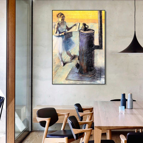 INVIN ART Framed Canvas Giclee Print Art Dancer Resting by Edgar Degas Wall Art Living Room Home Office Decorations