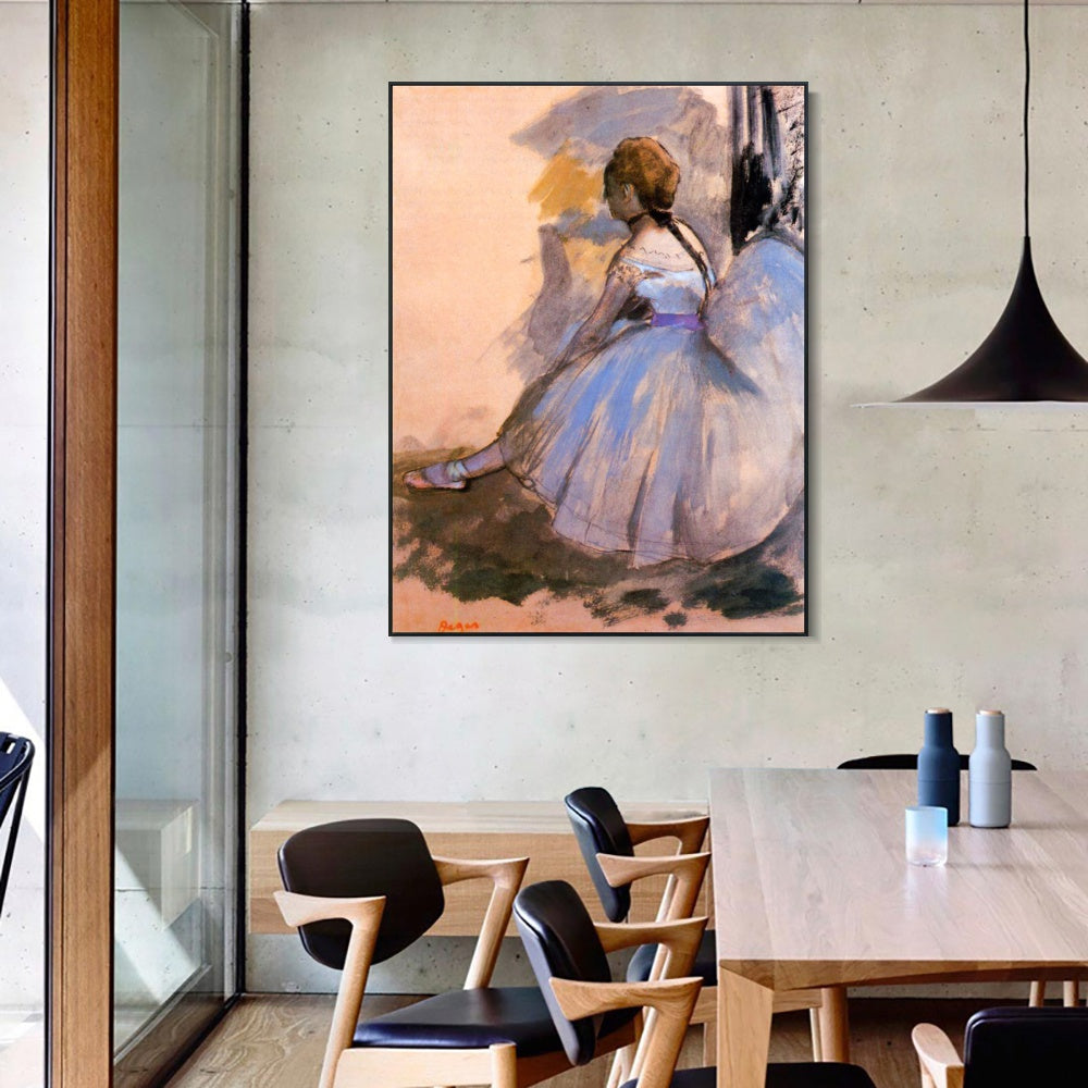 INVIN ART Framed Canvas Giclee Print Art Dancer Seated (study) by Edgar Degas Wall Art