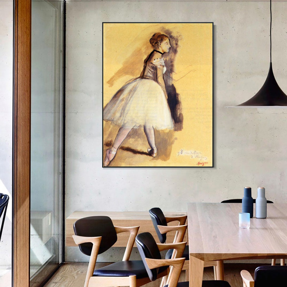 INVIN ART Framed Canvas Giclee Print Art Dancer Standing (study) 2 by Edgar Degas Wall Art