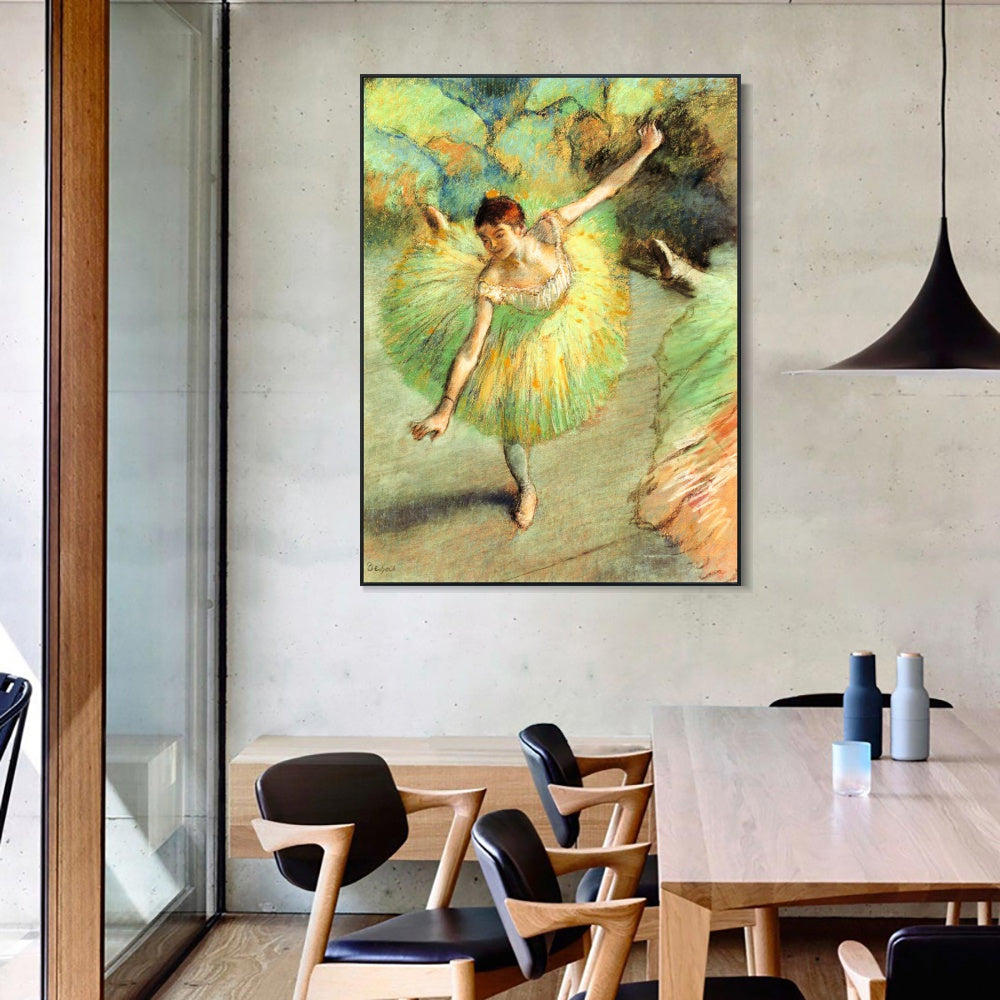 INVIN ART Framed Canvas Giclee Print Art Dancer Tilting by Edgar Degas Wall Art